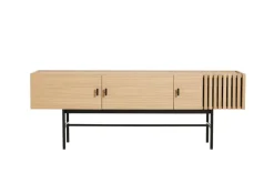 Woud Mesa auxiliar Array baja, 150 cm, Roble pigmentado blanco BeigeNegro