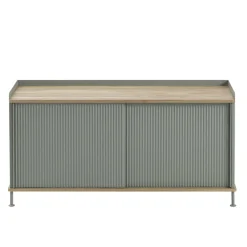 Clearance Muuto Mesa auxiliar Enfold baja 125x45x63 cm, Oak-Dusty green MarrónVerde