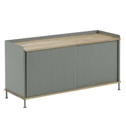 Clearance Muuto Mesa auxiliar Enfold baja 125x45x63 cm, Oak-Dusty green MarrónVerde