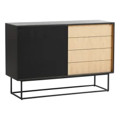 Woud Mesa auxiliar Virka, alto 120 cm, Negro - roble NegroBeige