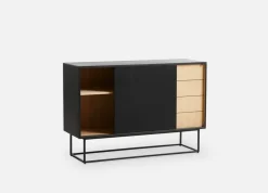 Woud Mesa auxiliar Virka, alto 120 cm, Negro - roble NegroBeige