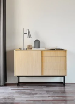 Clearance Woud Mesa auxiliar Virka, alto 120 cm, Roble Beige
