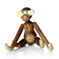 New Kay Bojesen Denmark Mono de madera pequeño, teca-madera de limba 20 cm Marrón