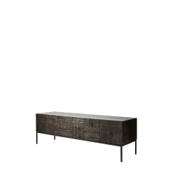 Outlet Ethnicraft Mueble multimedia Tabwa , Teca negra 51x160 cm Negro