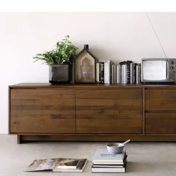 Ethnicraft Mueble multimedia Wave 60x210 cm, Roble con aceite duro encerado Beige
