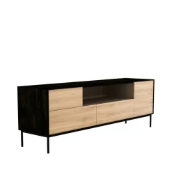 Discount Ethnicraft Mueble multimedia Whitebird, Roble negro-Patas metálicas negras Beige