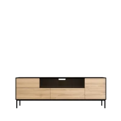 Discount Ethnicraft Mueble multimedia Whitebird, Roble negro-Patas metálicas negras Beige