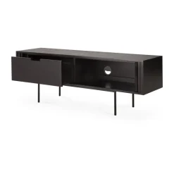 Best Ethnicraft Mueble para TV Roller Max, Lackad teak--2 puertas Negro