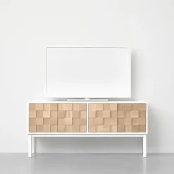 Online A2 Mueble TV con patas Collect 2016, roble aceitado - Blanco