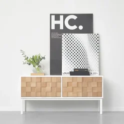 Online A2 Mueble TV con patas Collect 2016, roble aceitado - Blanco