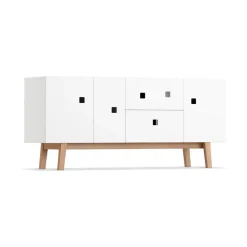 Zweed Mueble TV Peep M2, , retro, base de roble Blanco
