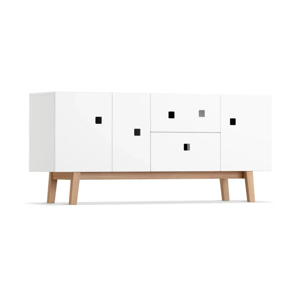 Zweed Mueble TV Peep M2, , retro, base de roble Blanco