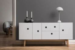 Zweed Mueble TV Peep M2, , retro, base de roble Blanco