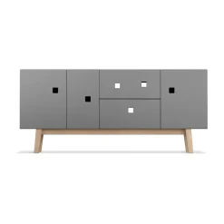 New Zweed Mueble TV Peep M2, Slate grey, retro, base de roble Gris