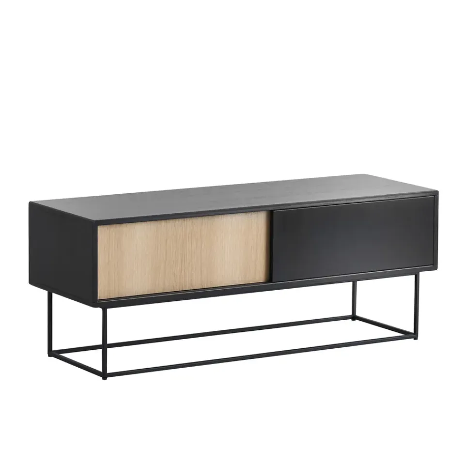 New Woud Mueble TV Virka, Negro - roble MarrónNegro