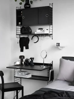Clearance String Panel de suelo , , 85x30 cm, paquete de 2 Negro