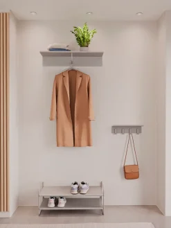 Discount Zone Denmark Perchero con balda A-Hallway, Soft grey Gris
