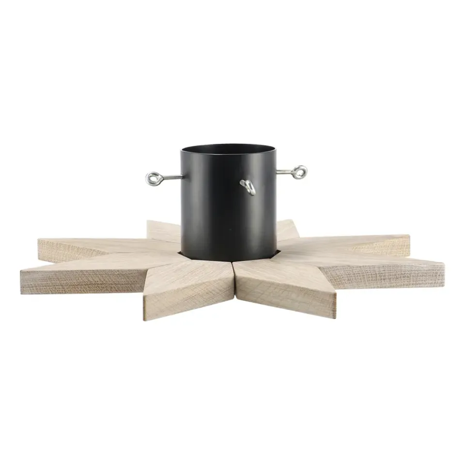 Scandi Living Pie para árbol de Navidad Norr, Lacado blanco BeigeMarrónNegro