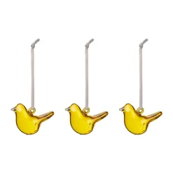 Hot Iittala Pájaros de cristal , , mini, pack de 3 Amarillo