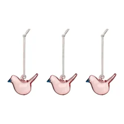 Hot Iittala Pájaros de cristal , , mini, pack de 3 Rosa