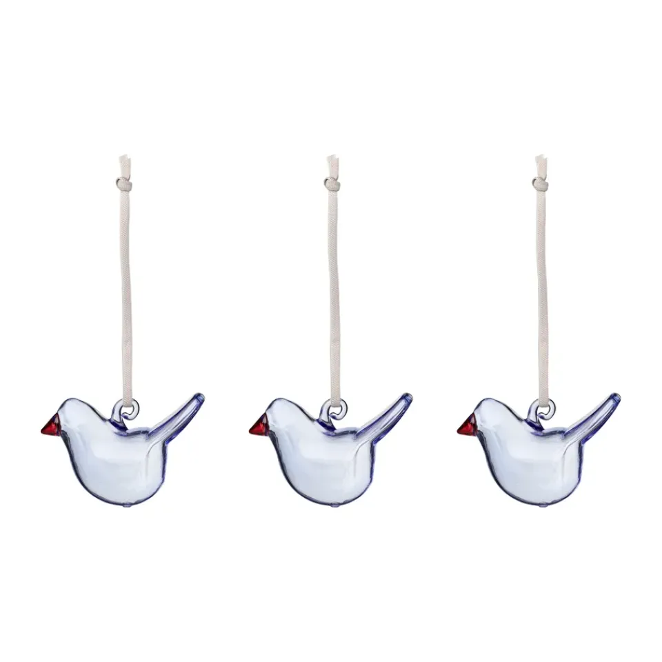 Sale Iittala Pájaros de cristal , claro, mini, pack de 3 Azul