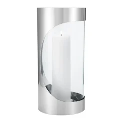 Hot Georg Jensen Portavelas Chrome contours hurricane 33 cm, Acero inoxidable Plateado