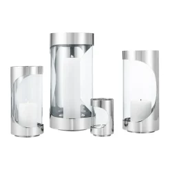 Hot Georg Jensen Portavelas Chrome contours hurricane 33 cm, Acero inoxidable Plateado