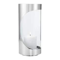 Georg Jensen Portavelas Chrome contours hurricane 28 cm, Acero inoxidable Plateado