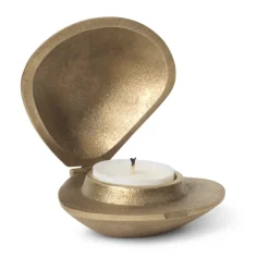 Best Ferm Living Portavelas Clam, Latón Color dorado