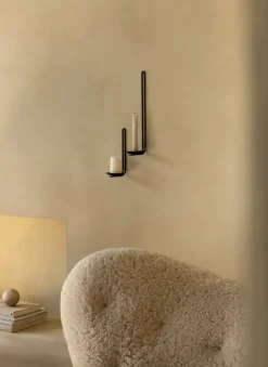 Audo Copenhagen Portavelas de pared Clip 20 cm, Negro