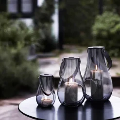 Clearance Holmegaard Portavelas Design With Light smoke, 16 cm Gris