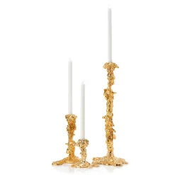 Outlet POLSPOTTEN Portavelas Drip XXL 50 cm, Dorado Color dorado