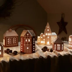 Kähler Portavelas Gingerbread grande 17 cm, Marrón