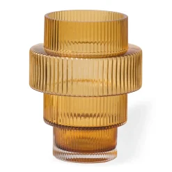 POLSPOTTEN Portavelas Steps Ø12 cm, Ocre MarrónNaranja