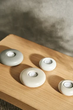 Scandi Living Portavelas Stone Ø9 cm, Blanco