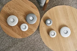New Scandi Living Portavelas Stone Ø13 cm, Blanco