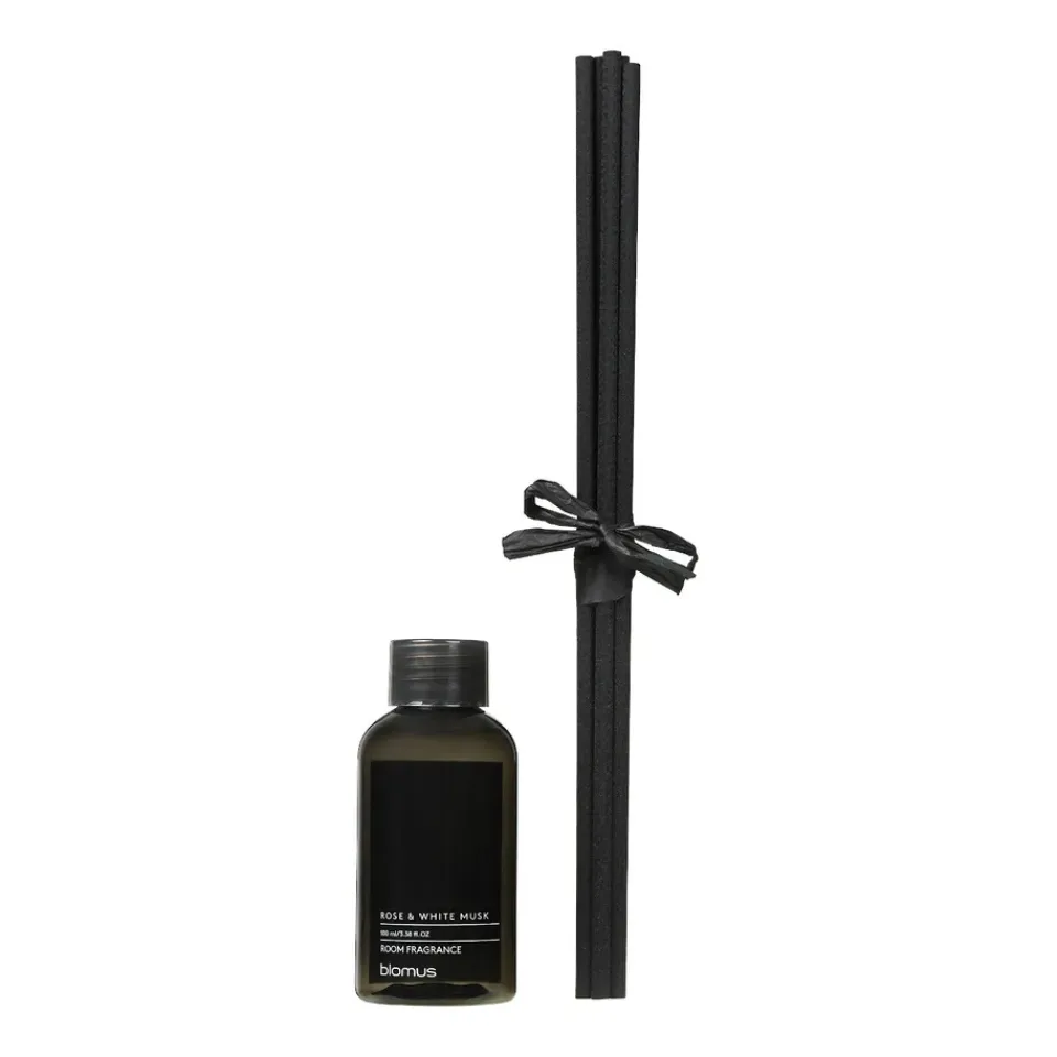 Hot Blomus Recambio para difusor con varillas Fraga 100 ml, Rose & White Musk Negro