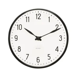 Hot Arne Jacobsen Clocks Reloj de pared AJ Station, Ø 16 cm Negro