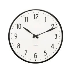 Sale Arne Jacobsen Clocks Reloj de pared AJ Station, Ø 29 cm NegroBlanco