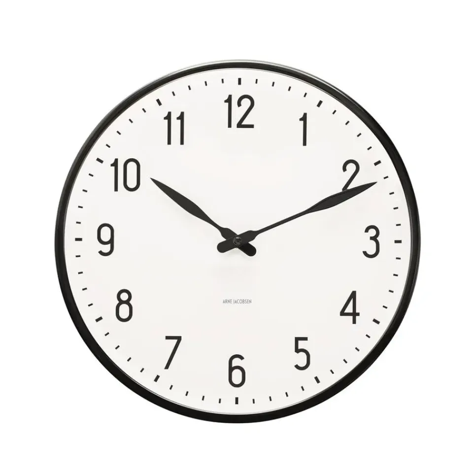 Sale Arne Jacobsen Clocks Reloj de pared AJ Station, Ø 29 cm NegroBlanco
