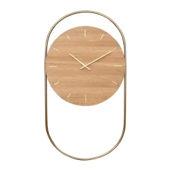 Outlet Andersen Furniture Reloj de pared A-Wall 41x76 cm, Oak-brass Marrón