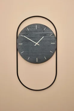 New Andersen Furniture Reloj de pared A-Wall 41x76 cm, Black-brass Negro