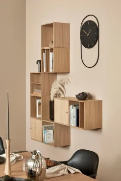 New Andersen Furniture Reloj de pared A-Wall 41x76 cm, Black-brass Negro