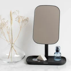 New Brabantia ReNew Espejo con bandeja de almacenaje, oscuro Gris