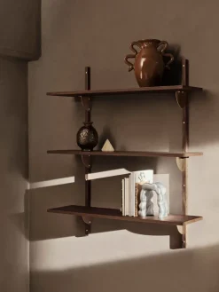 Clearance Ferm Living Repisa Sector triple wide, Smoked Oak, brass Marrón