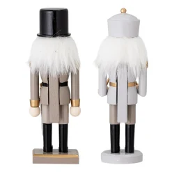 New Bloomingville Set de 2 adornos Darren nötknäppare 20,5 cm, Gold Blanco