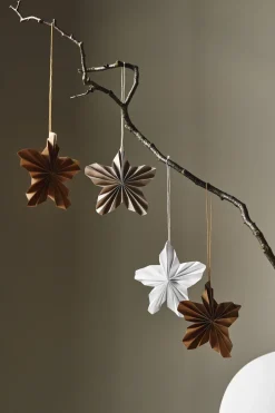 Discount Scandi Living Set de 4 adornos de Navidad Twinkle, Crudo Beige