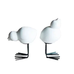 DBKD Set de 2 adornos de Pascua Swedish Birds , White Blanco