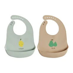 Online OYOY Set de 2 baberos Yummy, Minty-camel GrisMarrón
