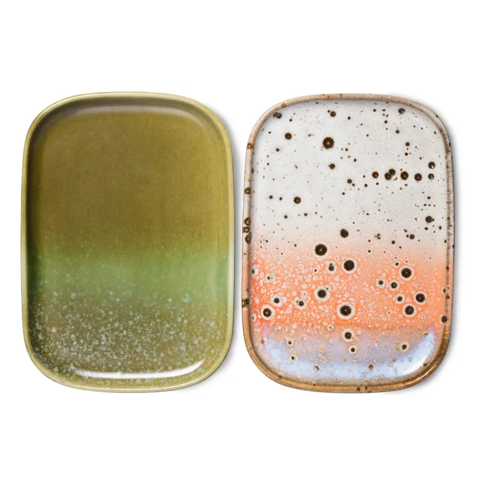 Discount HKliving Set de 2 bandejas pequeñas 70's, Asteroids / Grass Multi